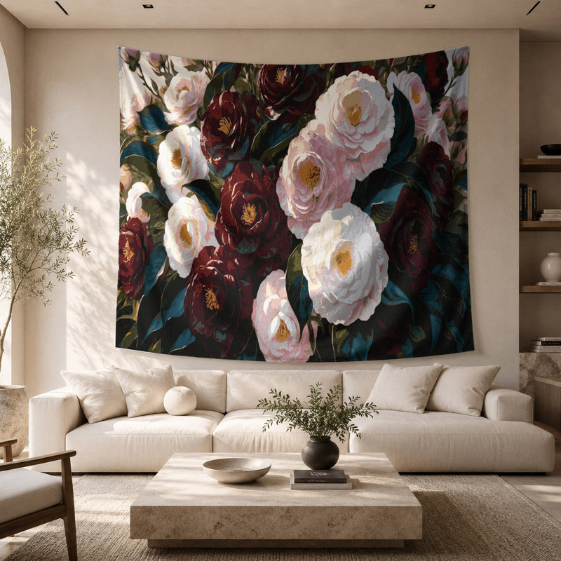 Tapisserie murale Botanical Camellias, 68" x 80"