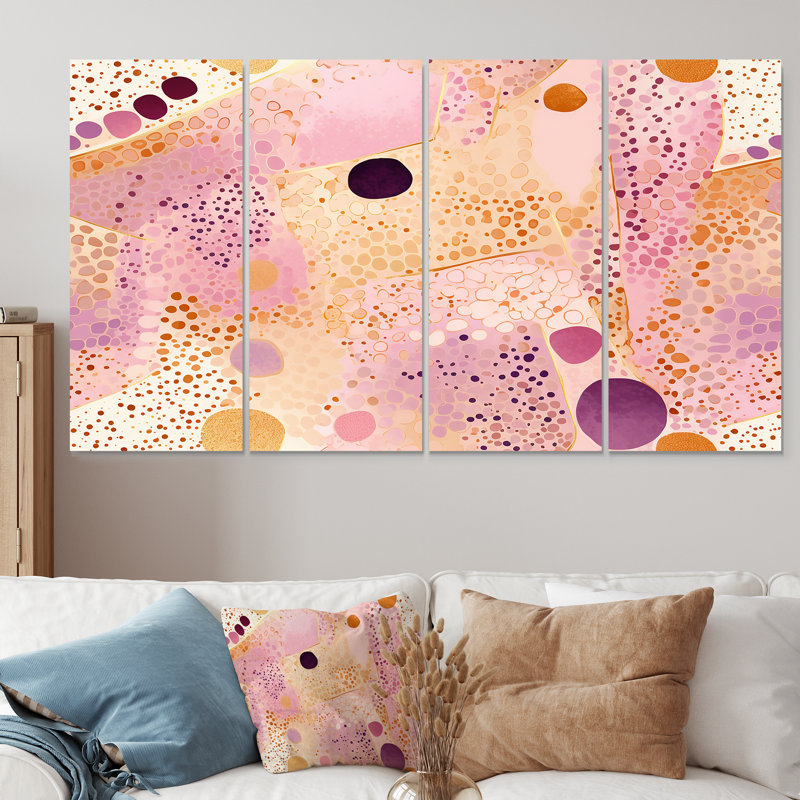 Summer Bliss Lilac Pink - Abstract Modern Waves Wall Art Set 4 Piece, 28" H x 48" W