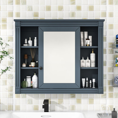 Armoire de rangement murale, armoire à pharmacie avec miroir et rangement dissimulé Viehmann