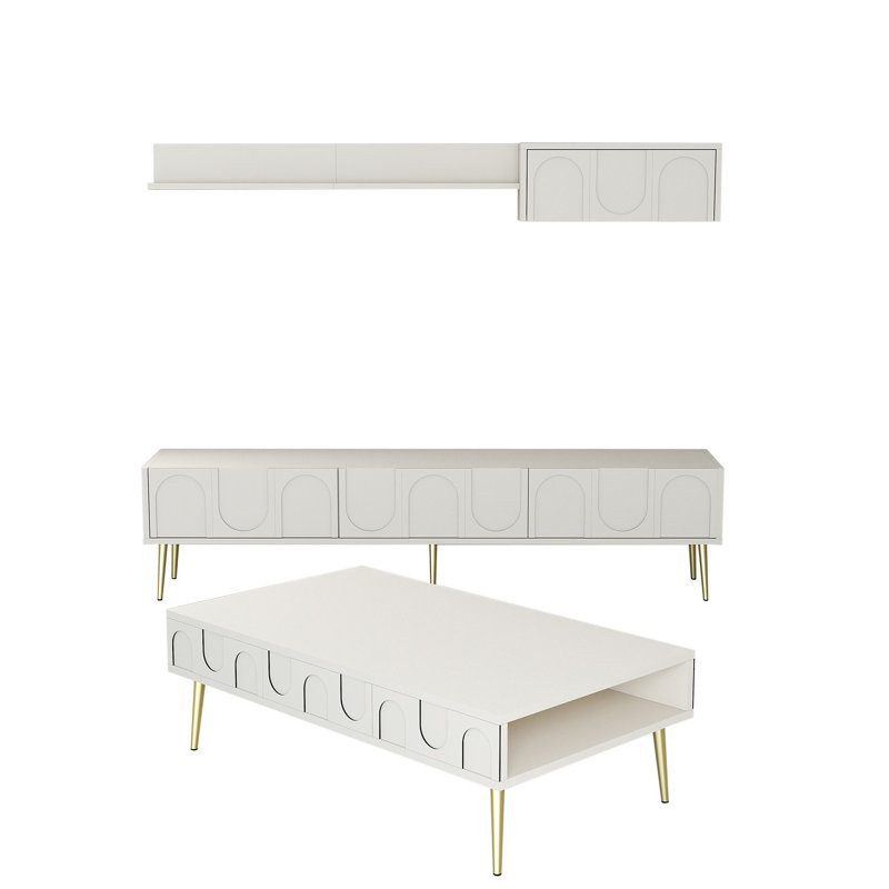 Ensemble de meubles de salon, Crème, crème