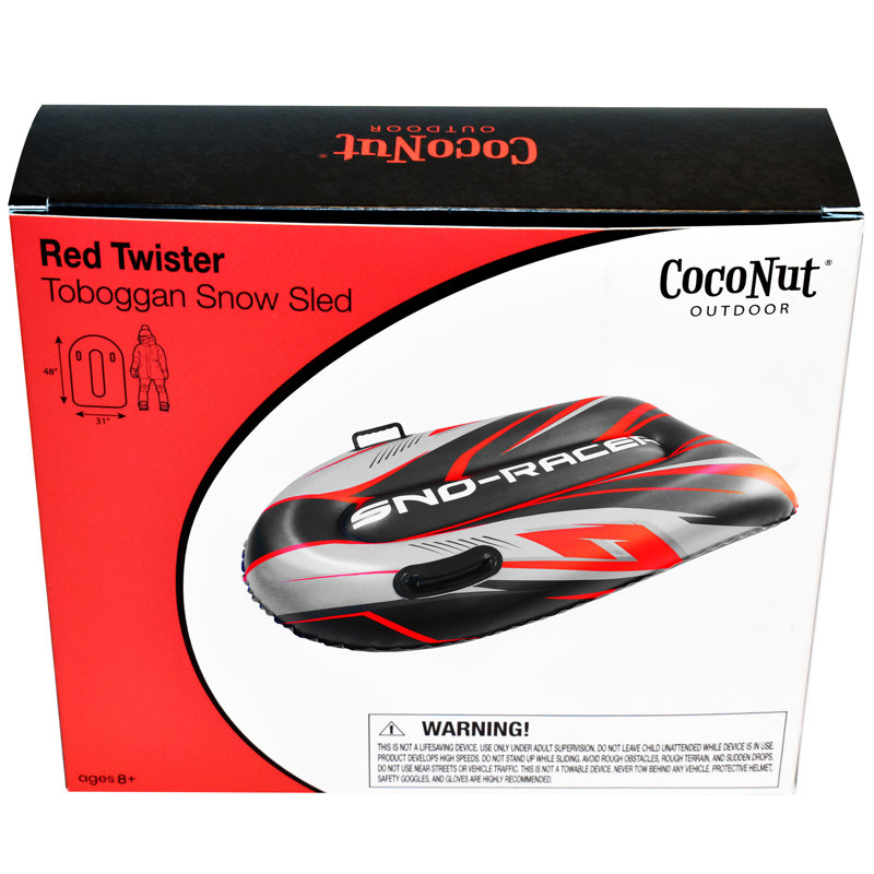 CocoNut: traîneau à neige de luge 48 po - Twister rouge, Red/Black/White
