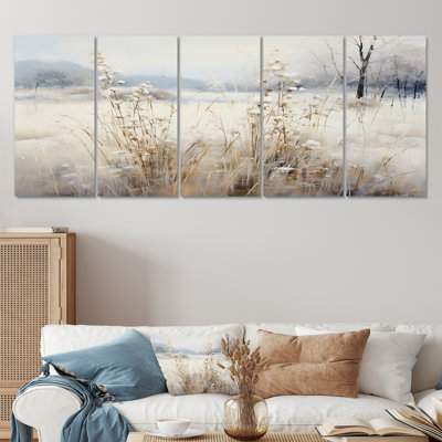 «Winter Meadow View Calmness I - Meadow», ensemble de 5 pièces d'art mural