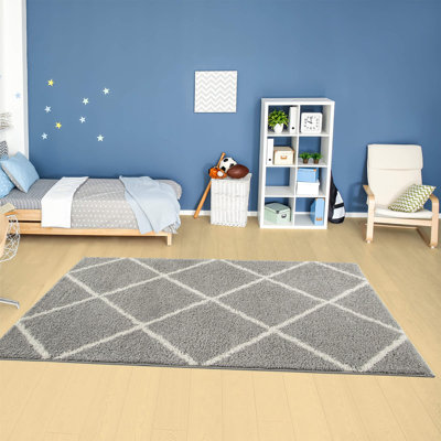 Myshaggy Collection Rugs Diamond Design in Grey