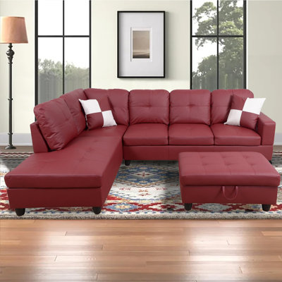 Erynne 3 - Piece L- Shaped Upholstered Living Room Sectional with Storage Ottoman by Latitude Run