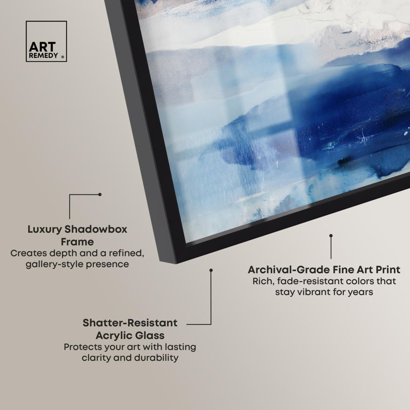 «Breath of the Ocean II», décor bleu par Art Remedy, H 55 po x l 37 po, Noir