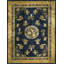 Antique Art Deco Chinese Floral, Medallion Blue Navy, Ivory Beige Cream White 1920s Rug