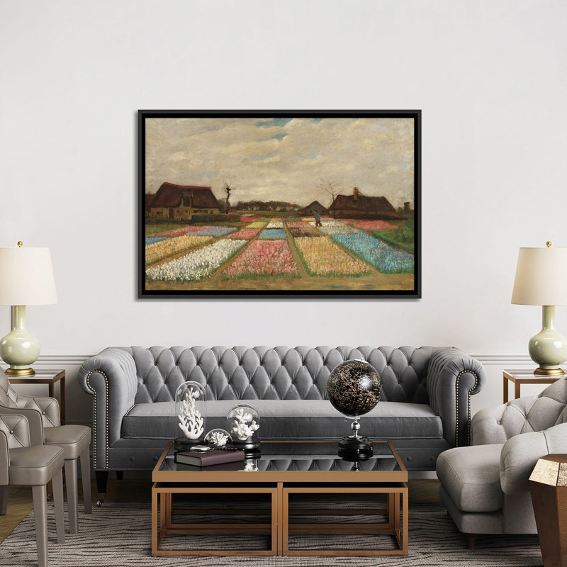 Tulpenfelder (Tulip Fields) par Vincent Van Gogh - reproduction d'art sur toile, H 32 po x l 48 po x P 1,5 po, Pas de tapis