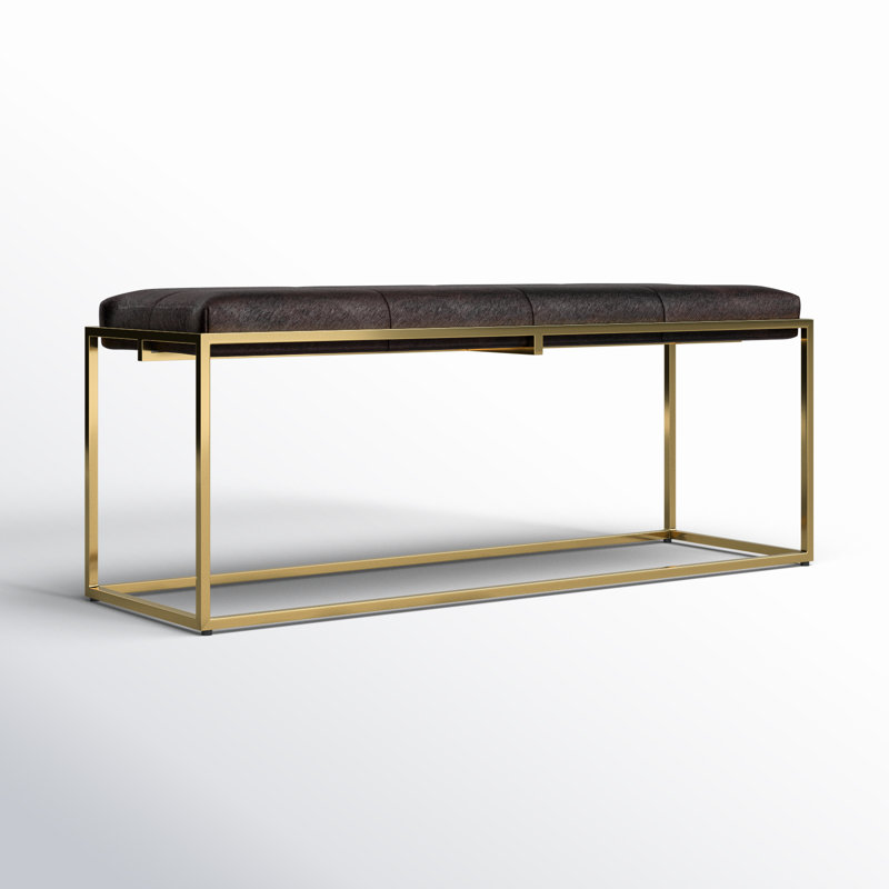 Versa Genuine Leather Upholstered Bench, Espresso/Solid Color