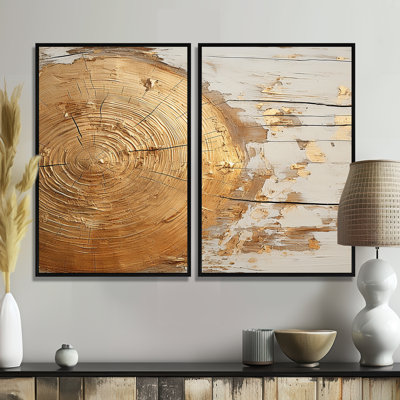 «Abstract Gold Graceful Woodland», art mural abstrait