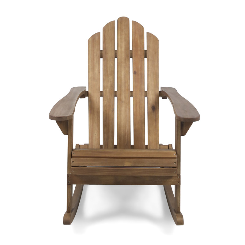 Détendez-vous dans la cour avec cette chaise berçante en bois avec un look classique
