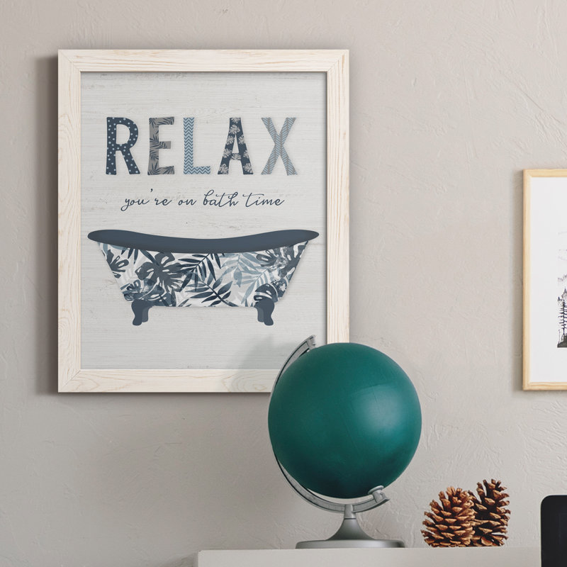 Palm Bath I - cadre photo, art textuel sur toile, Cadre blanc, H 24 po x l 18 po x P 1,5 po