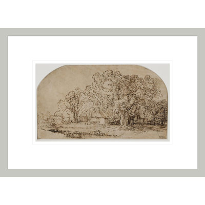 Landscape with Cottages under Tall Trees. (The Puff of Wind")" by Rembrandt van Rijn - Framed Giclee Print