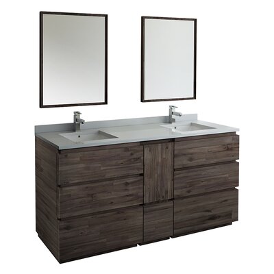 Loon Peak Formosa 72"" Free-Standing Double Sink Bathroom Vanity Set with Mirror (Faucet Not Included) -  Fresca, FVN31-301230ACA-FC