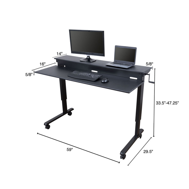 Bureau debout à hauteur ajustable Selinger, H 33,5 po x l 59 po x P 29,5 po, Noir