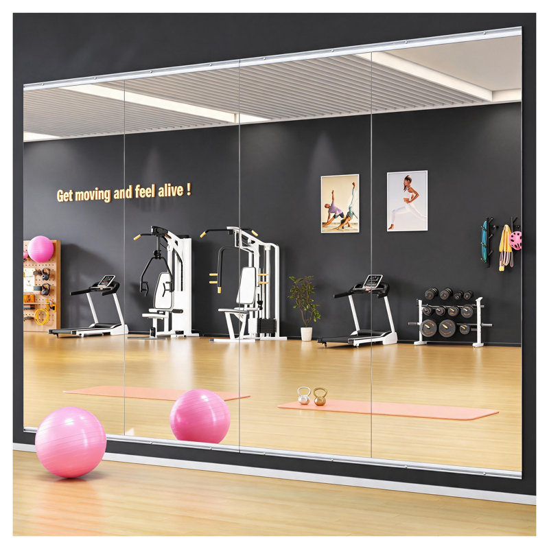 Miroir de gym à domicile 180 x 81 cm (lot de 2) - Miroir mural sans cadre en verre trempé pour salle d'entraînement, yoga, danse