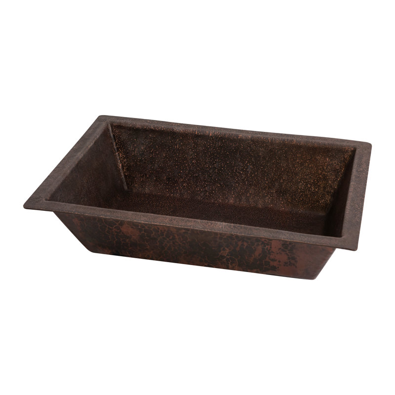 Lavabo de salle de bain rectangulaire en cuivre 13 po Premier Copper Products, Brun foncé
