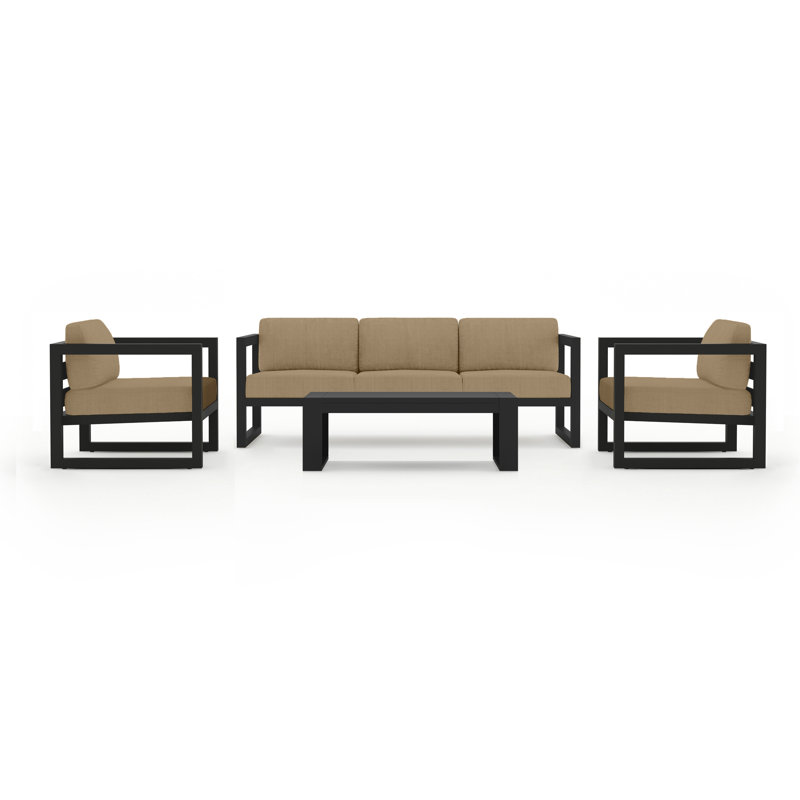 Avion Outdoor 4 - Piece Conversation Set, Canvas Heather Beige Sunbrella® Canvas