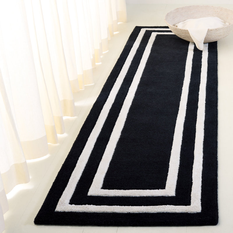 Laine touffetée à la main Lauren Ralph Lauren 6953; Tapis géométrique en viscose gris anthracite / ivoire