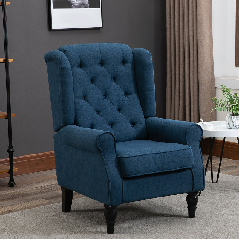 Fauteuil à oreilles Lachesis, Blue Polyester Duplicate