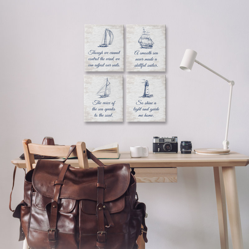  Ensemble de 4 toiles Timeless Nautical Expressions, H 14 po x l 11 po