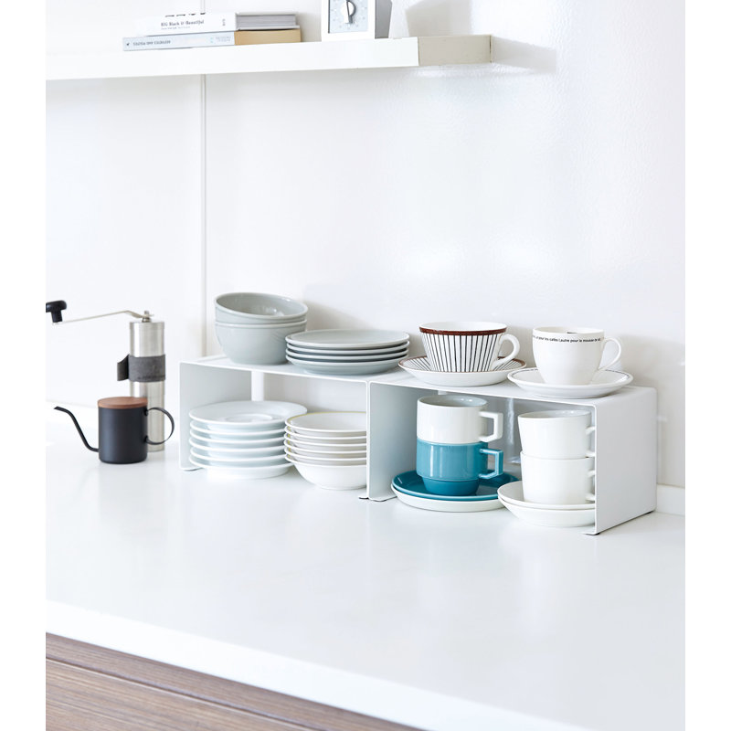 Stackable Spice Rack, White, 5.51" H x 12.01" W x 5.51" D