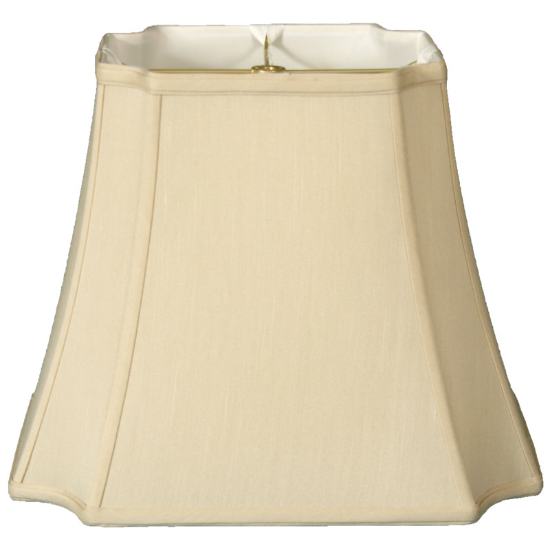 Abat-jour cloche en soie / shantung (araignée), Beige/Or, H 14 po x l 19 po x P 19 po