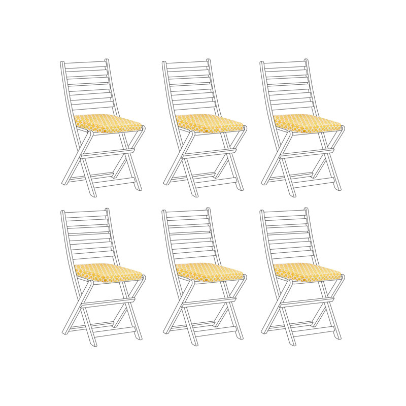 Set Of 6 Outdoor Seat Pad Cushions Geometric Pattern Yellow