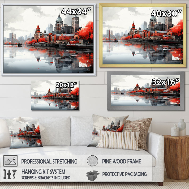 " Canada Urban Reflections II ", Silver Picture Framed, 34" H x 44" W x 1.5" D