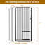Barrière pour animaux 72 po très haute 72 po avec porte pour chat, large 29,5 po à 37,4 po, montée sous pression, facile à assembler, barrière pour chien pour la porte, les escaliers, le couloir (noir)-858560106