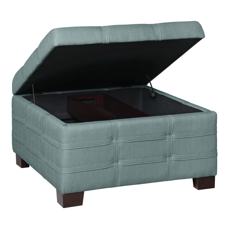 Upholstered Ottoman, Sea Blue Polyester