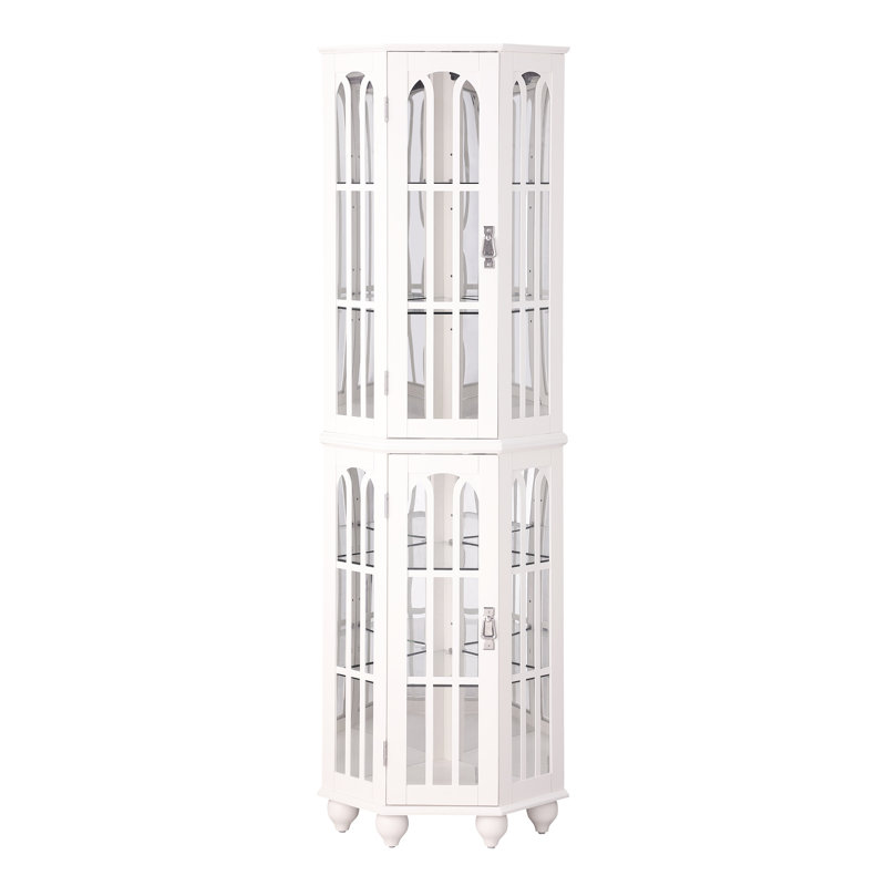 Vitrine blanche avec éclairage et tablettes réglables, Blanc