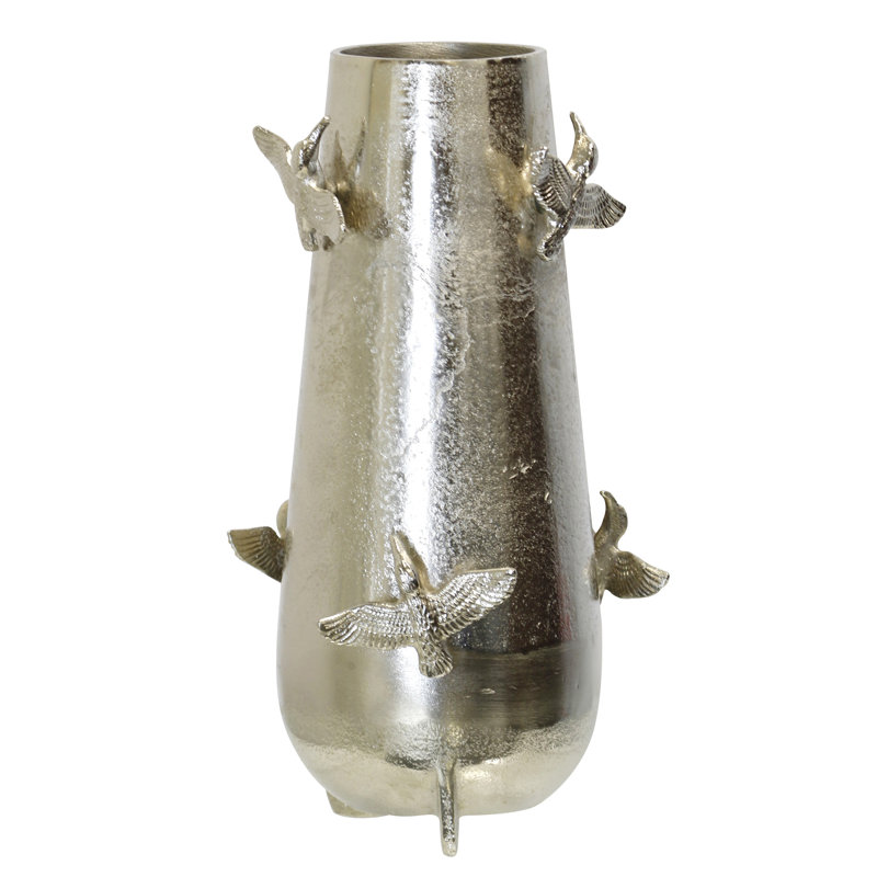Vase décoratif en vol - plaqué nickel - l 6,5 po x P 6,5 po x H 12 po, L 6,5 po x P 6,5 po x H 12 po