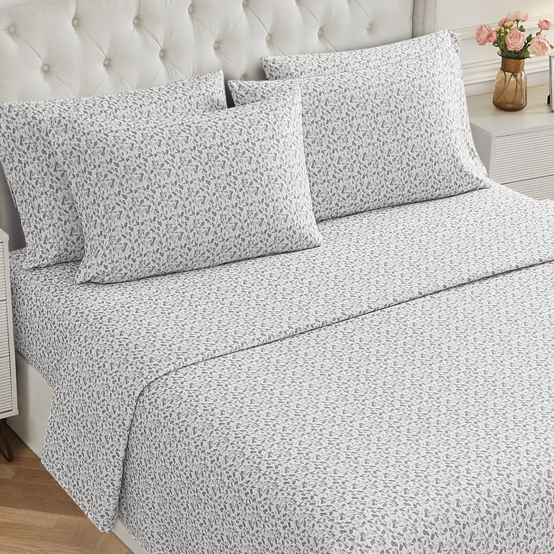 BCBG Microfiber Sheet Sets with Extra Pillowcases, Full, Quinsley-Alloy Gray