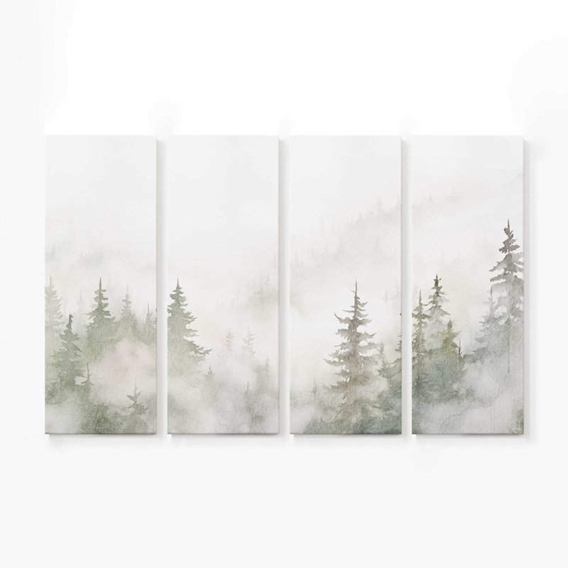 «Misty Forest Scene», reproduction sur toile, Toile tendue, H 48 po x l 72 po x P 1,25 po, 1