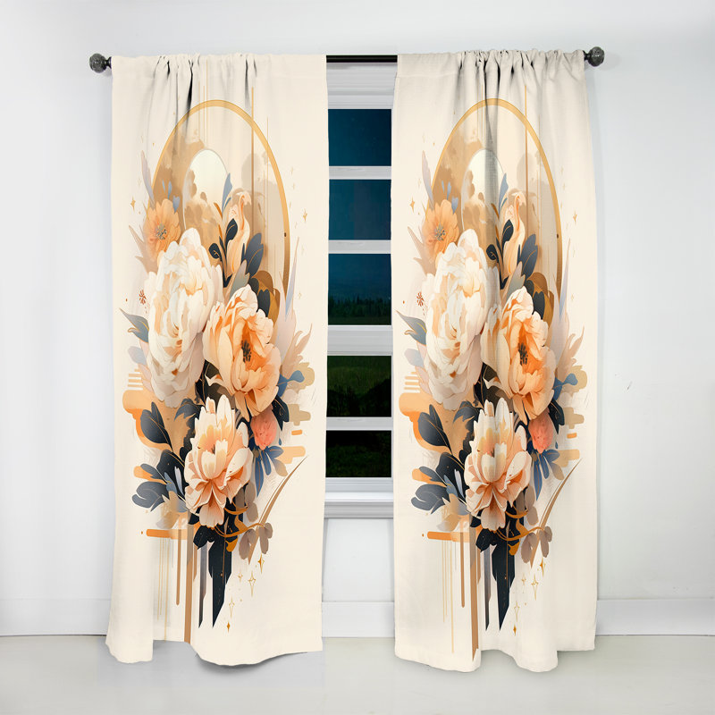 Lachesis Peony Blossoms of Tranquility IV - Modern Curtain - Velvet Room Darkening - 1 panel, 52" W x 108" L