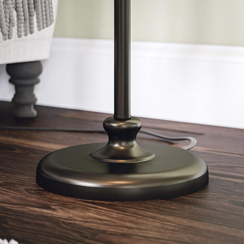 Traditional Floor And Table Lamp Set With Oil-Rubbed Bronze Finish And Tan Tapered Shades, Alexa Compatible