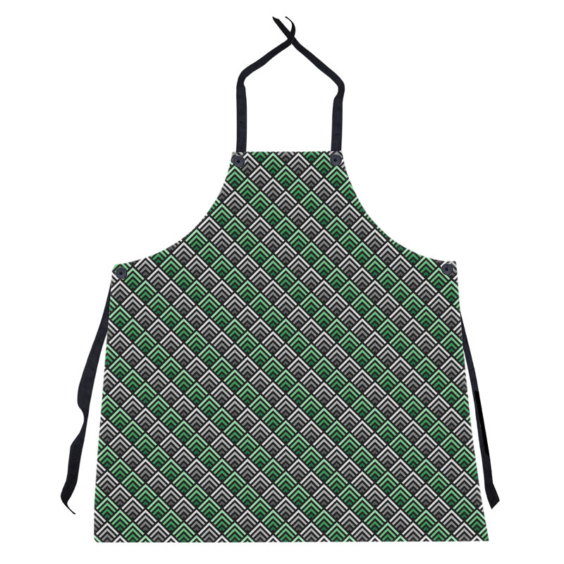 Tablier de motif géométrique classique, Vert / Gris