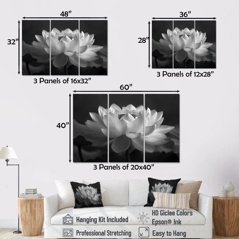 Gris gris et gris, lotus, H 40 po x l 60 po x P 1 po