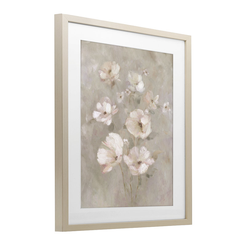 «Blush Florals over Beige», reproduction encadrée sous verre, design par Carol Robinson, H 21 po x l 17 po