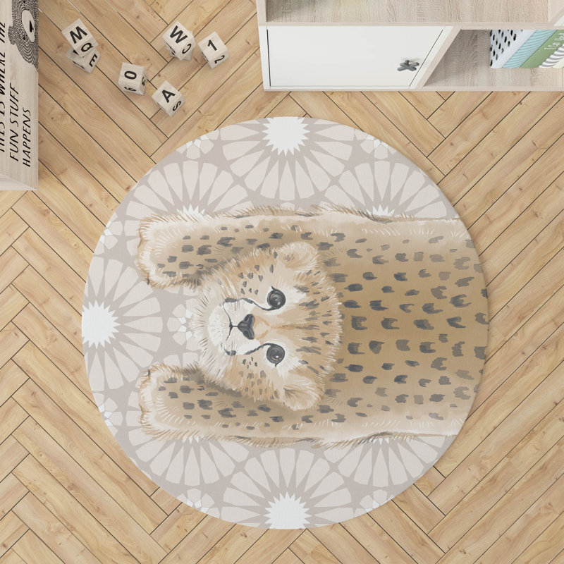 Lil Lying Leopard Tile Kids Play Mat, Taupe