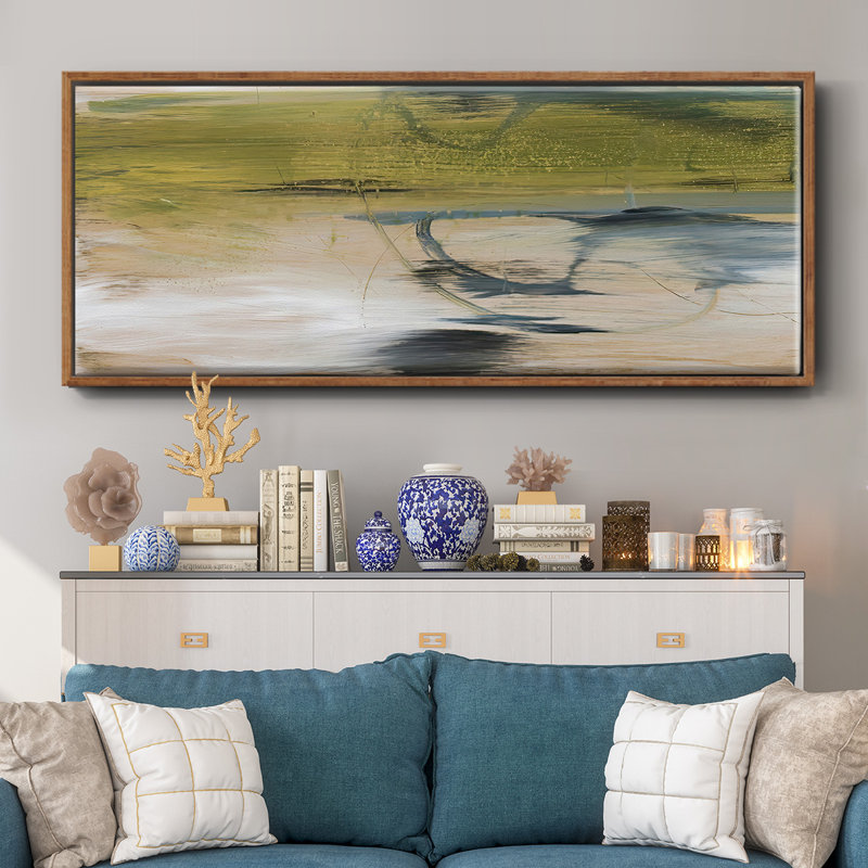 Aquatic Reflections II- Framed Canvas, 12" H x 30" W