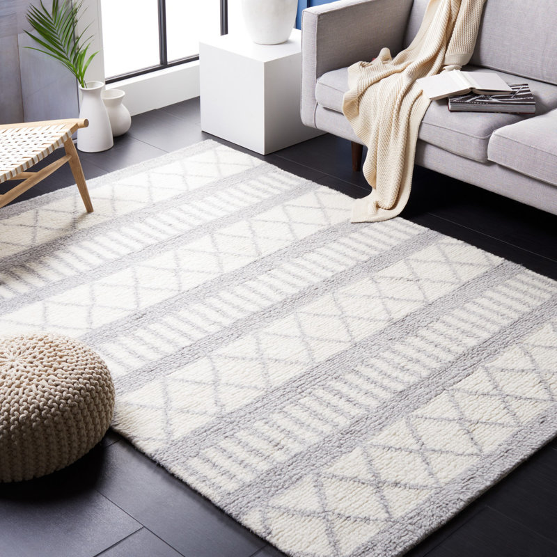 Vermont Hand Tufted New Zealand Wool And Cotton With Latex Geometric Rug, Rectangle 6' x 9'