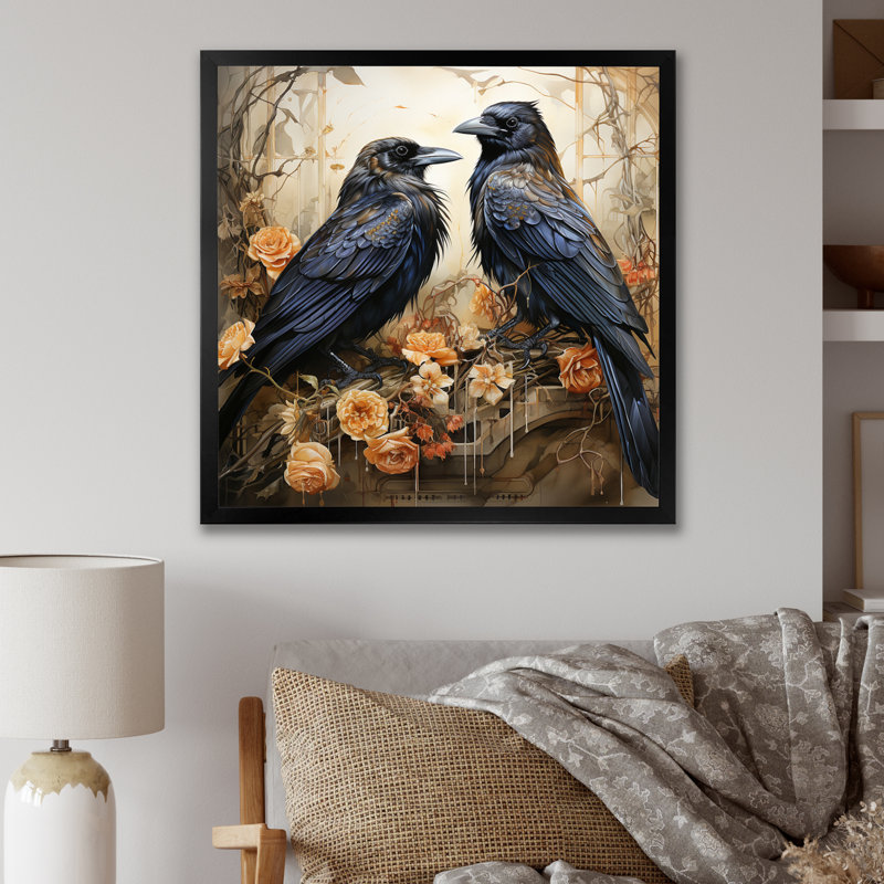 " Crow Golden Regency I ", Black Single Picture Framed, 36" H x 36" W x 1.5" D