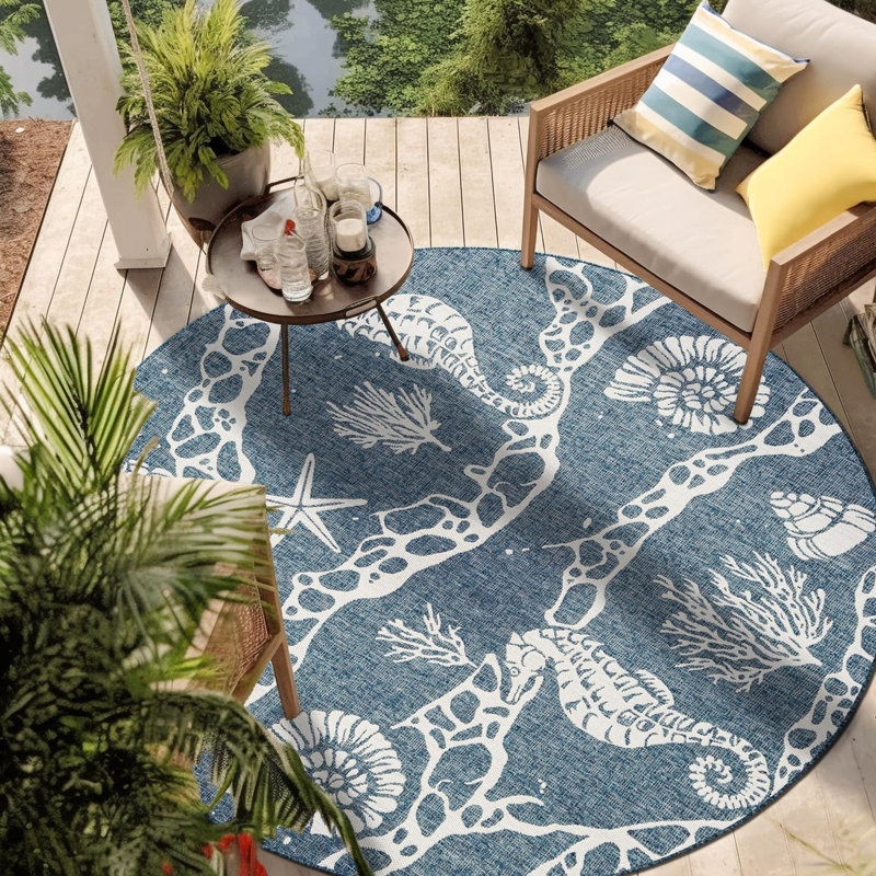 Angelys Indoor/Outdoor Area Rug, Round 6'1"