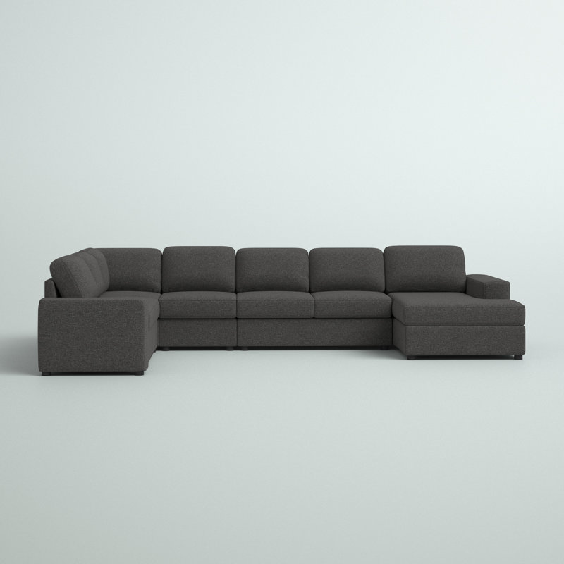 Andes 146.5" Wide Reversible Modular Sectional, Gray Linen Blend