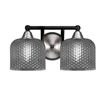 Barre d'éclairage de salle de bain 2 lumières en aluminium noir mat et nickel brossé 6 po Allexus