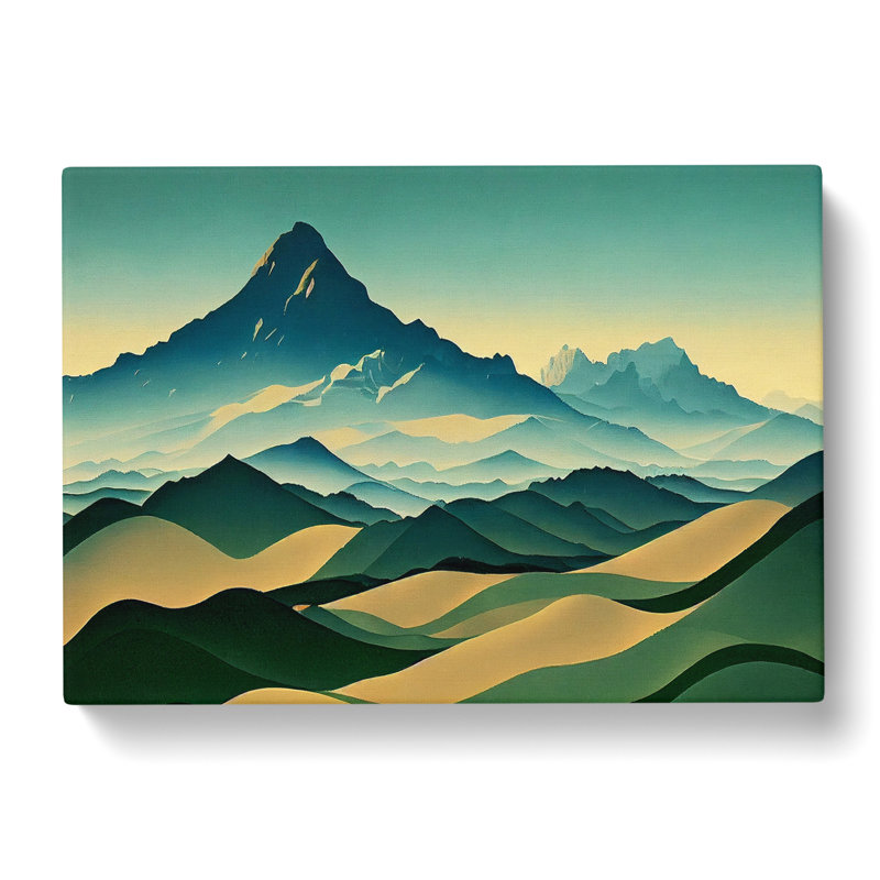 Riveting Mountain Sunrise - Wrapped Canvas Painting, 35cm H x 50cm W x 3cm D