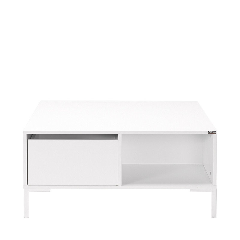 Elegant Coffee Table, Diamond White, 35.4 x 16.5 x 35.4 inches | 100% Melamine Coated Particle Board, Thickness: 0.6 inches | Features Additional Storage, Modern Design for Living Room & Stylish Home Decor