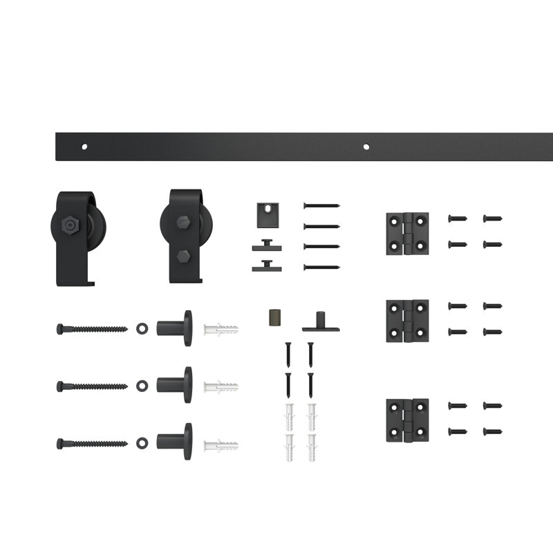 1 Panel Shaker Composite Bi-Fold Door with Sliding Barn Door Hardware Kit, Black, 36" x 84"