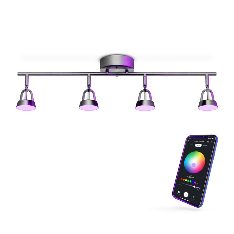 Beker 31.25'' 4 -Light Fixed Track Track Kit with Dimmable and Adjustable Head, Brushed Nickel, Brushed Nickel